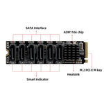 بطاقة توسعة نقل M2 M-EKY PCIE3.0 إلى SATA6G بستة منافذ، محول توسعة قرص صلب، 6 منافذ