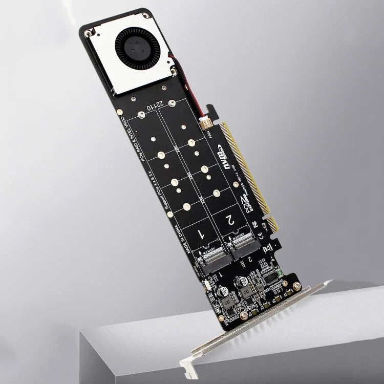 محول توسيع مصفوفة RAID PCI-E X16 إلى M.2 M-key NVME X4 SSD يدعم 2242/2260/2280/22110، PH44Plus