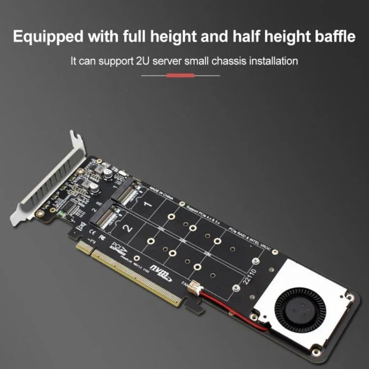 محول توسيع مصفوفة RAID PCI-E X16 إلى M.2 M-key NVME X4 SSD يدعم 2242/2260/2280/22110، PH44Plus