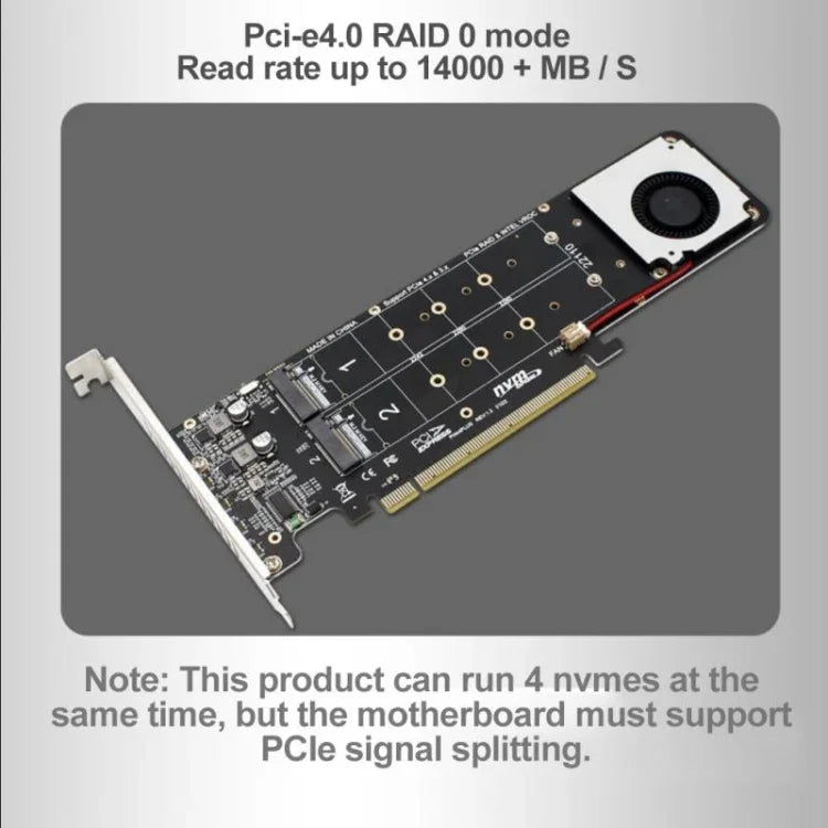 محول توسيع مصفوفة RAID PCI-E X16 إلى M.2 M-key NVME X4 SSD يدعم 2242/2260/2280/22110، PH44Plus