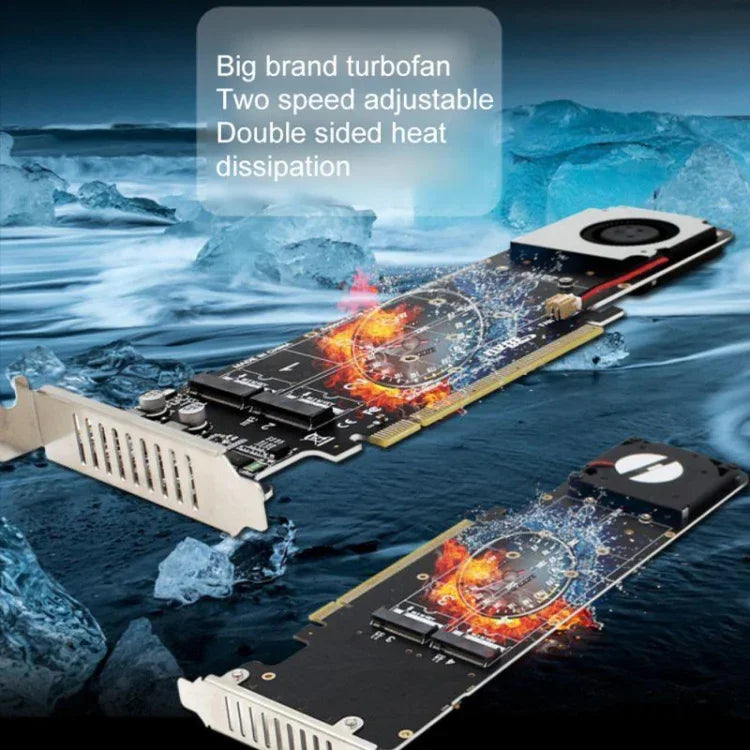 محول توسيع مصفوفة RAID PCI-E X16 إلى M.2 M-key NVME X4 SSD يدعم 2242/2260/2280/22110، PH44Plus