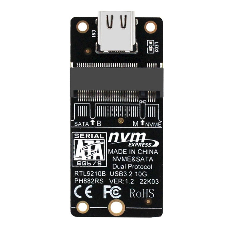 علبة قرص صلب M.2 NVME مع بطاقة نقل RTL9210B نوع Type-C / USB-C USB3.1 Gen2 بسرعة 10Gbps