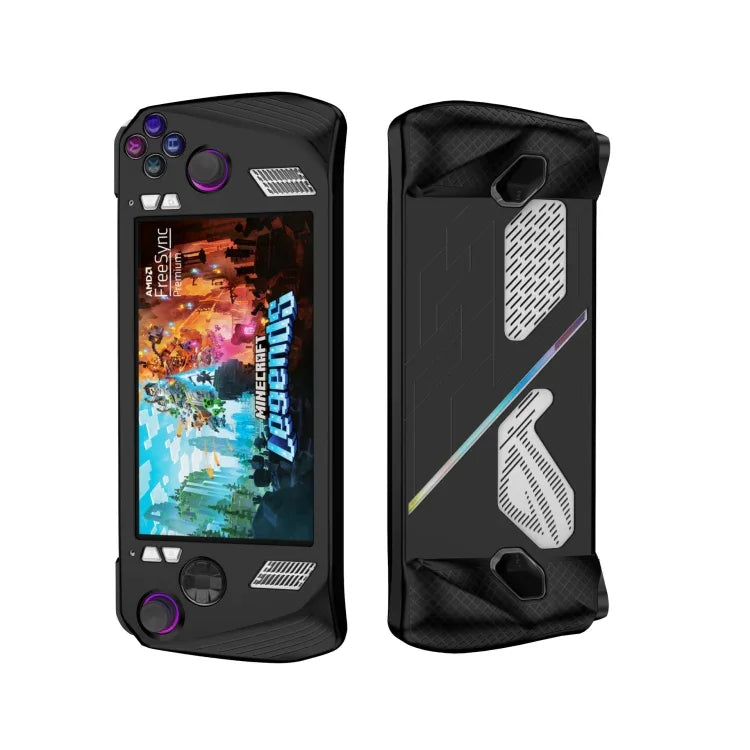 غطاء حماية سيليكون لجهاز ألعاب ASUS ROG Ally مع رش زيت، غطاء سيليكون أسود