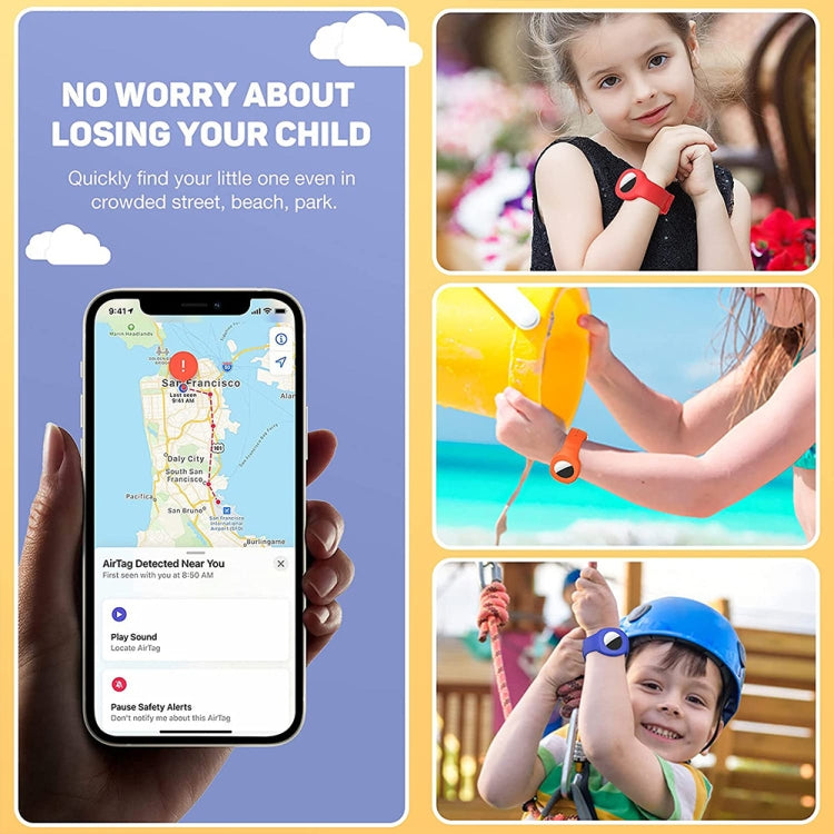 غطاء واقي مع حزام ساعة سيليكون للأطفال لجهاز AirTag الجيل الثاني / AirTag الجيل الأول