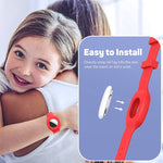 غطاء واقي مع حزام ساعة سيليكون للأطفال لجهاز AirTag الجيل الثاني / AirTag الجيل الأول