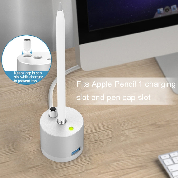 محول شحن USB معدني مع مؤشر LED لقلم Apple Pencil 1، A48 فضي، A48 أسود، A48 ذهبي وردي