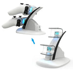 قاعدة شحن مزدوجة لمقبض لعبة لاسلكي لـ PS5 مع حامل تثبيت iplay HBP-253، HBP-253 (أبيض)، HBP-253 (أسود)