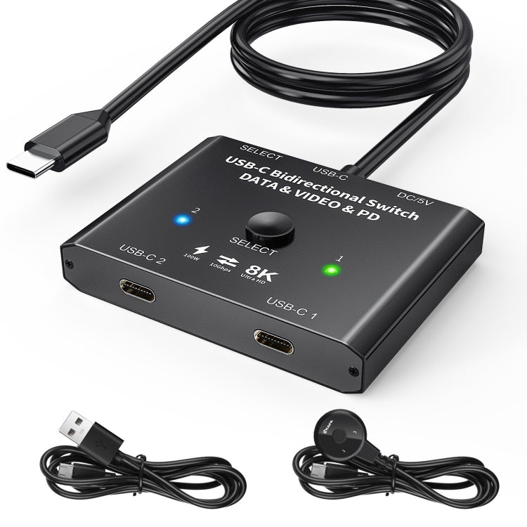 مفتاح ثنائي الاتجاه 8K30 Type-C / USB-C بسرعة 10Gbps، فاصل HD، KC-C201، جهاز فردي C201