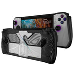 غطاء حماية PC+TPU مع حامل لجهاز ألعاب ASUS Rog Ally، PC+TPU أسود+شفاف