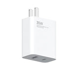 شاحن محمول أصلي من شاومي بقوة 35 واط USB-C+USB-A بشحن سريع ومنفذين (1C+1A)، قابس الولايات المتحدة، 35 واط