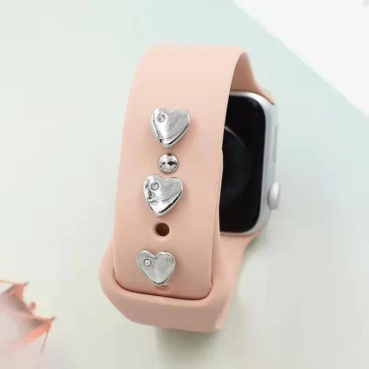 2 قطع مسامير إبزيم ماسية زخرفية لسوار ساعة سيليكون، قلب ماسي واحد، يد ماسية، دب ماسي، ورقة برسيم ماسية، خماسي ماسي واحد، خماسي ماسي كامل، قلب ماسي كامل، اليعسوب الماسي