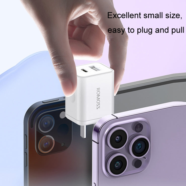 شاحن سريع ROMOSS PD20W لأجهزة Apple/Huawei و Xiaomi، قابس الصين، منفذ واحد