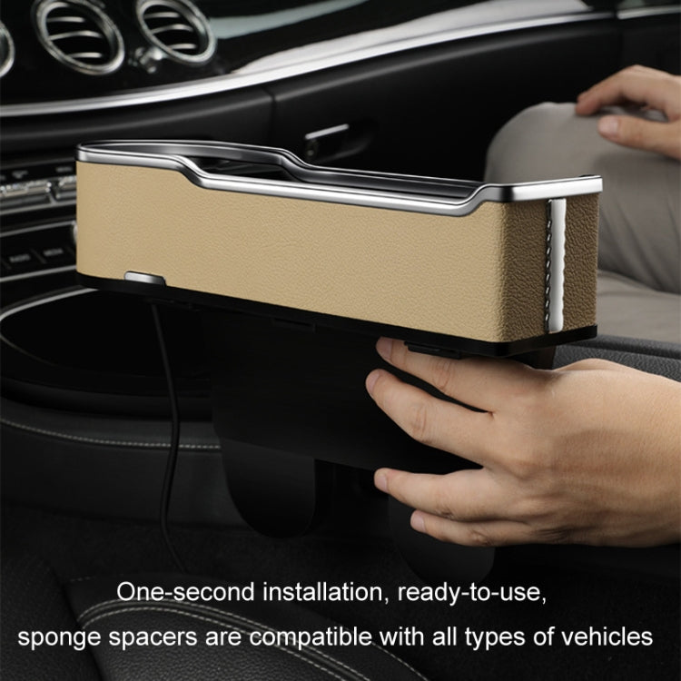 Car Seat Gap Storage Box Multifunctional Mobile Phone USB Charger, Standard Black, Standard Red, Standard Beige, Standard Brown, QC3.0 Black, QC3.0 Red, QC3.0 Beige, QC3.0 Brown