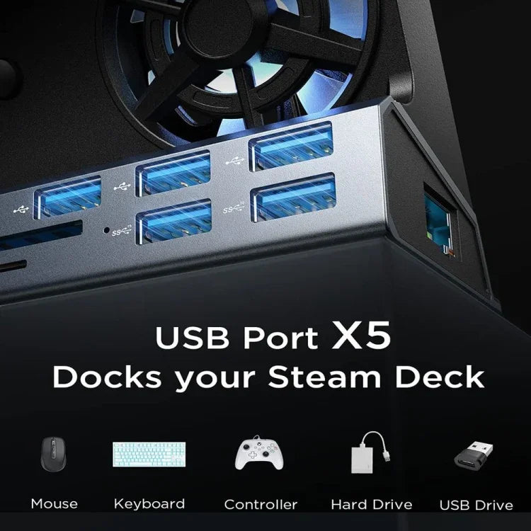 لحامل شحن وحدة تحكم الألعاب ASUS ROG Ally 100W PD وقاعدة إرساء USB 3.0 متعددة الوظائف، 5 في 1، 6 في 1، 9 في 1، 10 في 1