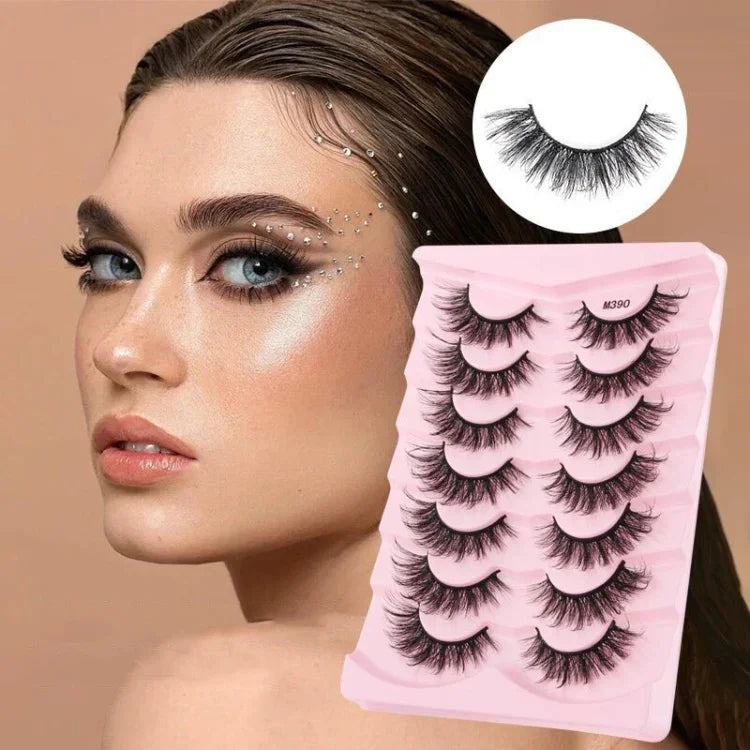 7pairs /Box Faux Eyelashes Natural Fluffy 3D Mink Lengthen Eyelashes, M390