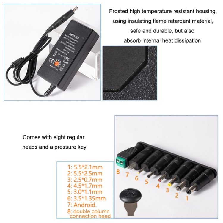 شاحن طاقة تيار مستمر قابل للتعديل 65W 6-20V 3A، قابس أمريكي، قابس أوروبي، قابس بريطاني صغير، قابس أسترالي، قابس بريطاني كبير