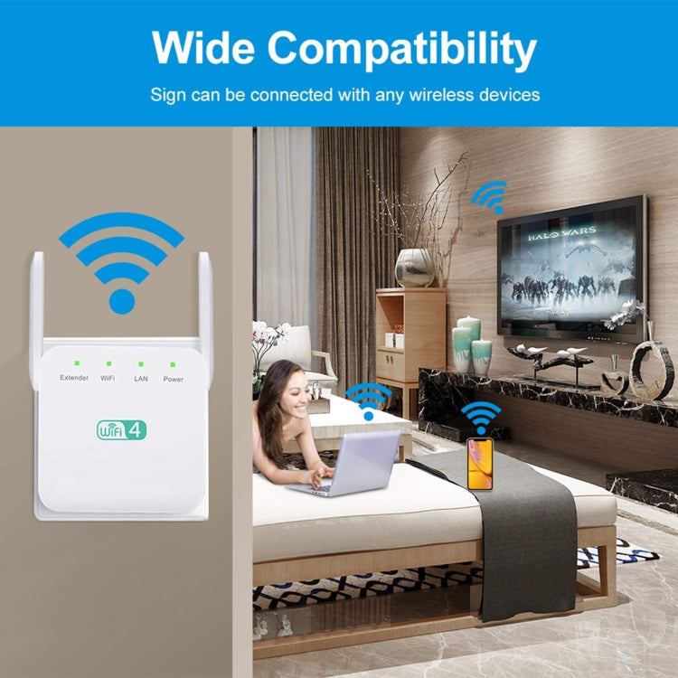 مضخم واي فاي 2.4G 300M مدى طويل، مكرر إشارة واي فاي لاسلكي، قابس أمريكي أبيض، قابس أوروبي أبيض، قابس بريطاني أبيض، قابس أمريكي أسود، قابس أوروبي أسود، قابس بريطاني أسود