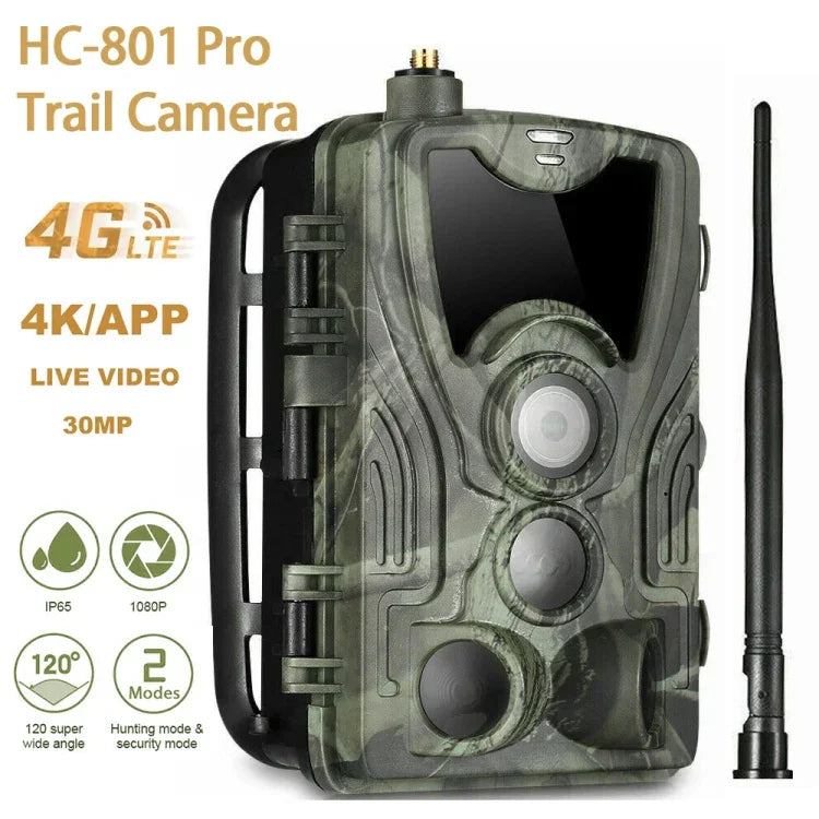 كاميرا صيد خارجية بدقة 4K 4G مع تحكم عن بعد عبر التطبيق لعرض الصور والفيديو في أي وقت، HC-801Pro، قابس الاتحاد الأوروبي، قابس الولايات المتحدة، قابس أستراليا