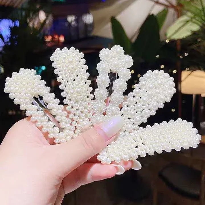 5pcs /Set  Pearl Hair Clips Set Large Hair Clips Pins Barrette Women Girls Hair Accessories