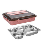 304 Stainless Steel Lunch Box Leakproof Insulated Student Dormitory Bento Box, 4 Grid Pink, 4 Grid Black, 4 Grid Blue, 5 Grid Pink