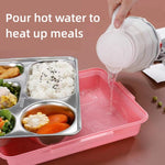 304 Stainless Steel Lunch Box Leakproof Insulated Student Dormitory Bento Box, 4 Grid Pink, 4 Grid Black, 4 Grid Blue, 5 Grid Pink