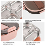 304 Stainless Steel Lunch Box Leakproof Insulated Student Dormitory Bento Box, 4 Grid Pink, 4 Grid Black, 4 Grid Blue, 5 Grid Pink