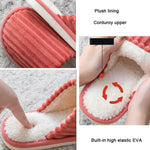 Corduroy Cotton Slippers Winter Warm Non-Slip Thick Sole Flat Shoes, 36-37, 40-41, 42-43