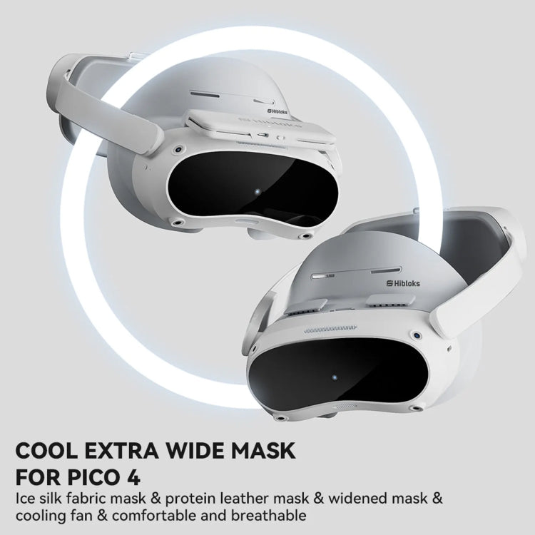 لواقي وسادة وجه نظارات VR PICO 4 Hibloks مع مروحة، قطعة واحدة من PU قطن، قطعتان من PU قطن، قطعة واحدة من حرير الثلج، قطعتان من حرير الثلج