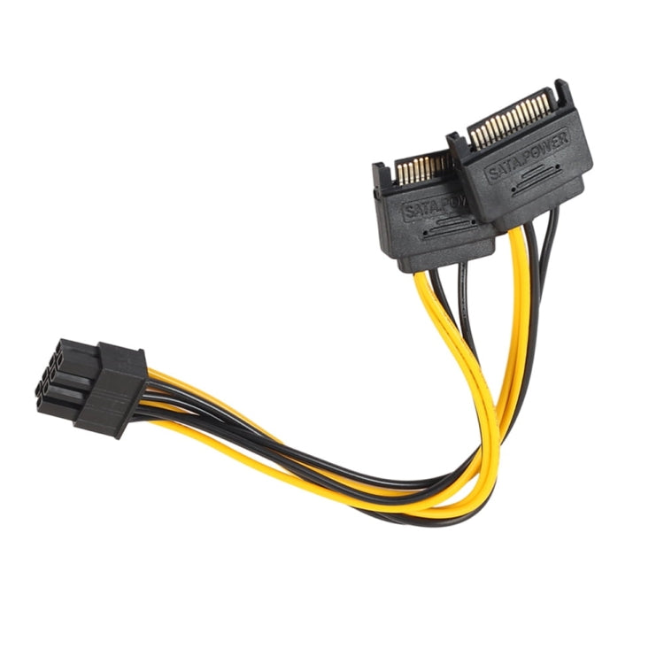 خط نقل طاقة كامل من النحاس لكرت الشاشة GPU 8 دبابيس أنثى إلى SATA مزدوج 15 دبوس للوحة الأم، 0.2 متر