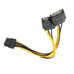 خط نقل طاقة كامل من النحاس لكرت الشاشة GPU 8 دبابيس أنثى إلى SATA مزدوج 15 دبوس للوحة الأم، 0.2 متر