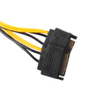 خط نقل طاقة كامل من النحاس لكرت الشاشة GPU 8 دبابيس أنثى إلى SATA مزدوج 15 دبوس للوحة الأم، 0.2 متر
