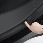For Tesla Model Y Rear Door Built-In Sill Strip Rear Seats Anti-Kick Leather Protective Pad, Black, Carbon Fiber, TPE