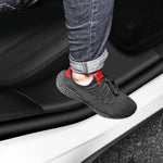 For Tesla Model Y Rear Door Built-In Sill Strip Rear Seats Anti-Kick Leather Protective Pad, Black, Carbon Fiber, TPE