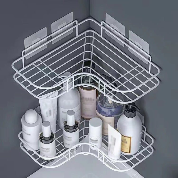 Punch-free Bathroom Triangle Storage Rack Multifunctional Wall Hanging Bracket, Triangle (White), Triangle (Black)