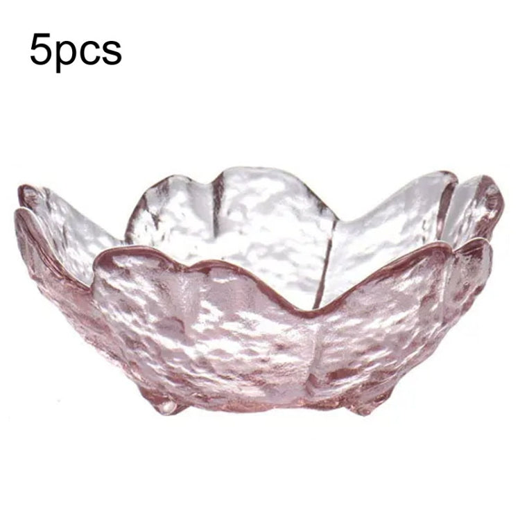 5pcs /Set Hammer Glass Cherry Blossom Dish House Sauce Plate Small Dish, Pink