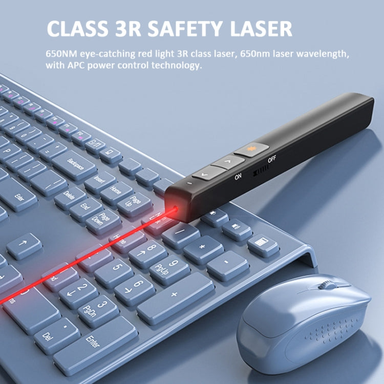 Deli جهاز تحكم عن بعد USB لتحويل الصفحات مع ضوء أحمر لتقديم باوربوينت بتردد 2.4 جيجاهرتز، 2802 (أسود)، 2802 (أبيض)