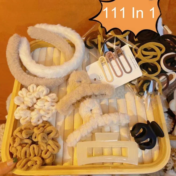 طقم إكسسوارات شعر مدمجة، مشبك، حلقة شعر، رباط رأس بسيط وأنيق، 111 في 1، 31 في 1، 67 في 1