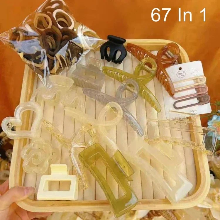 طقم إكسسوارات شعر مدمجة، مشبك، حلقة شعر، رباط رأس بسيط وأنيق، 111 في 1، 31 في 1، 67 في 1