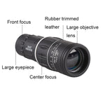 تلسكوب أحادي للرؤية الخارجية 16x52 عالي الدقة، منشور 16x52، فيلم أخضر 16x52، بدون حقيبة 16x52، مع مشبك وحامل ثلاثي القوائم 16x52