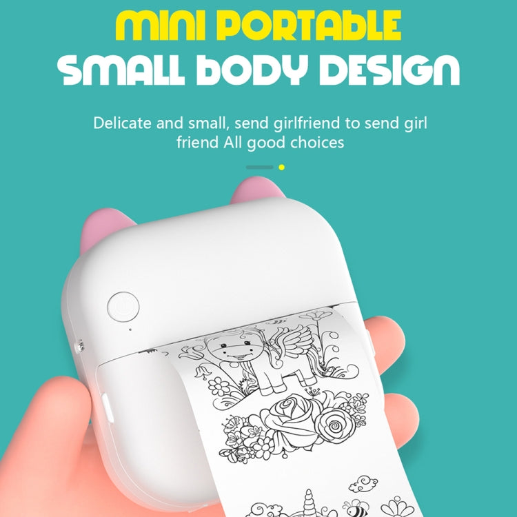 M5 Mini Cartoon Portable Bluetooth Printer Photo Thermal Printer, Blue, Pink