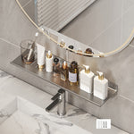 Faucet Rack Home Bathroom Vanity Shelf No Hole Storage Shelf, 30cm (White), 40cm (White), 50cm (White), 30cm (Black), 40cm (Black), 50cm (Black), 30cm (Gray), 40cm (Gray), 50cm (Gray), 50cm U-shaped (White), 50cm U-shaped (Black), 50cm U-shaped (Gray)
