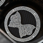 Car Multifunctional Anti-slip Coaster with Diamond Bow Crystal