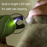 مقص أظافر LED للحيوانات الأليفة، مقص أظافر للكلاب والقطط مع ملمع أظافر، أبيض، أخضر
