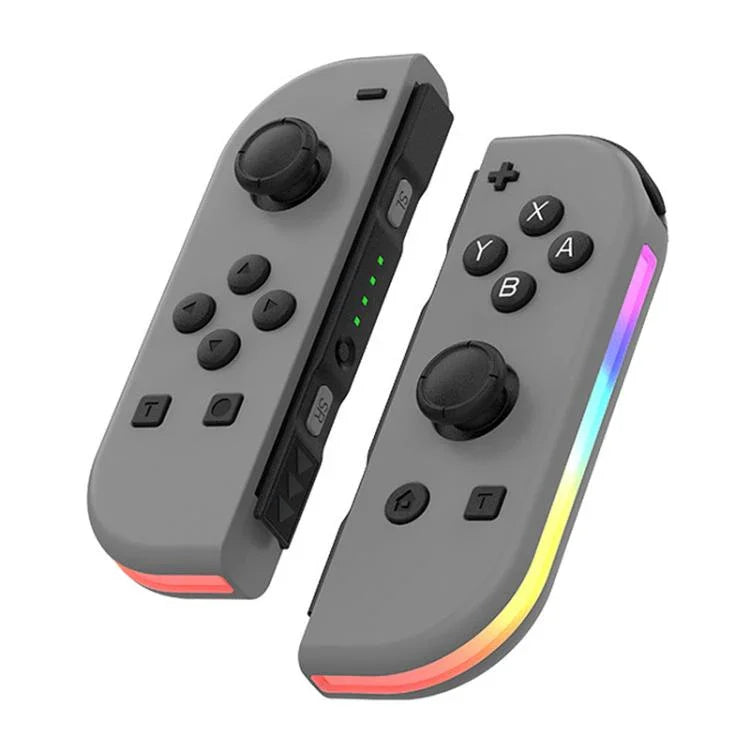 يد تحكم ألعاب JOY-02 لليسار واليمين مع أضواء RGB وإحساس بالجسم، لوحة ألعاب بلوتوث لـ Switch / Switch OLED / Switch Pro / Switch Lite / Switch Joycon، أسود، رمادي
