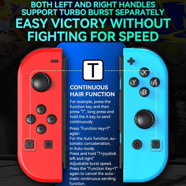 يد تحكم ألعاب JOY-02 لليسار واليمين مع أضواء RGB وإحساس بالجسم، لوحة ألعاب بلوتوث لـ Switch / Switch OLED / Switch Pro / Switch Lite / Switch Joycon، أسود، رمادي