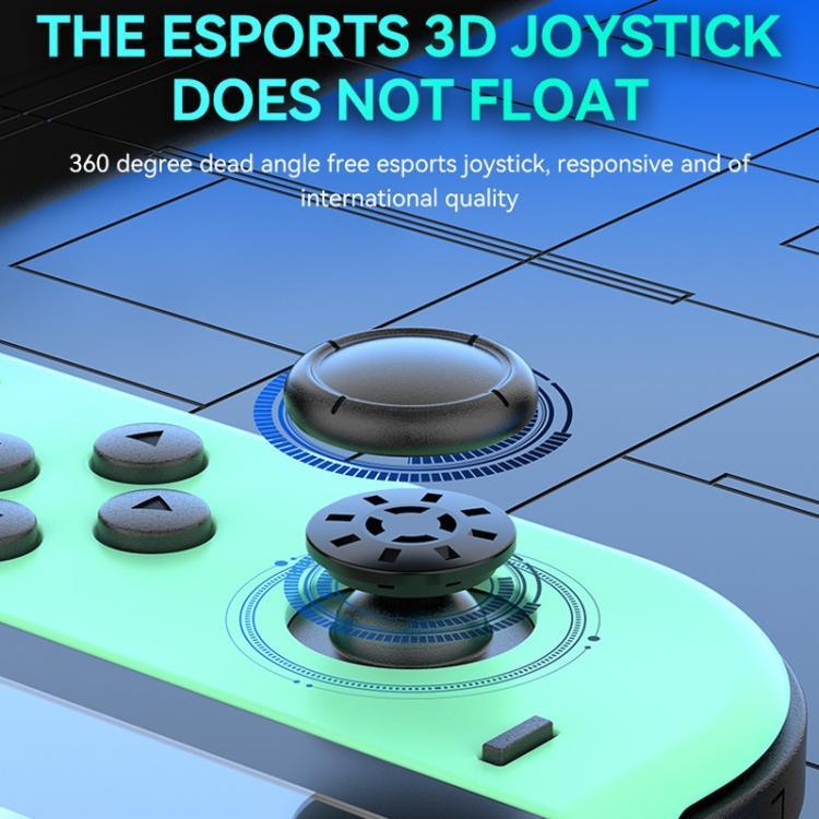 يد تحكم ألعاب JOY-02 لليسار واليمين مع أضواء RGB وإحساس بالجسم، لوحة ألعاب بلوتوث لـ Switch / Switch OLED / Switch Pro / Switch Lite / Switch Joycon، أسود، رمادي