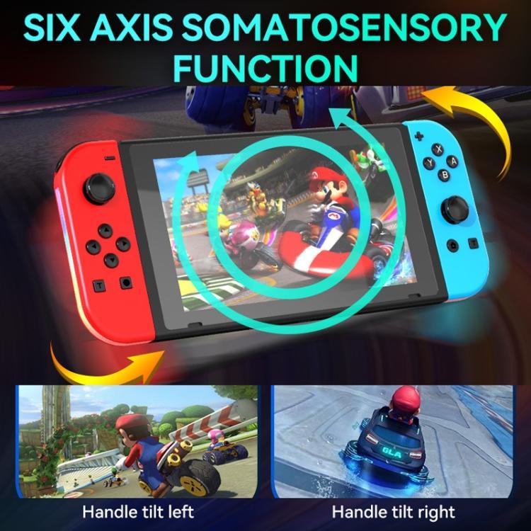 يد تحكم ألعاب JOY-02 لليسار واليمين مع أضواء RGB وإحساس بالجسم، لوحة ألعاب بلوتوث لـ Switch / Switch OLED / Switch Pro / Switch Lite / Switch Joycon، أسود، رمادي