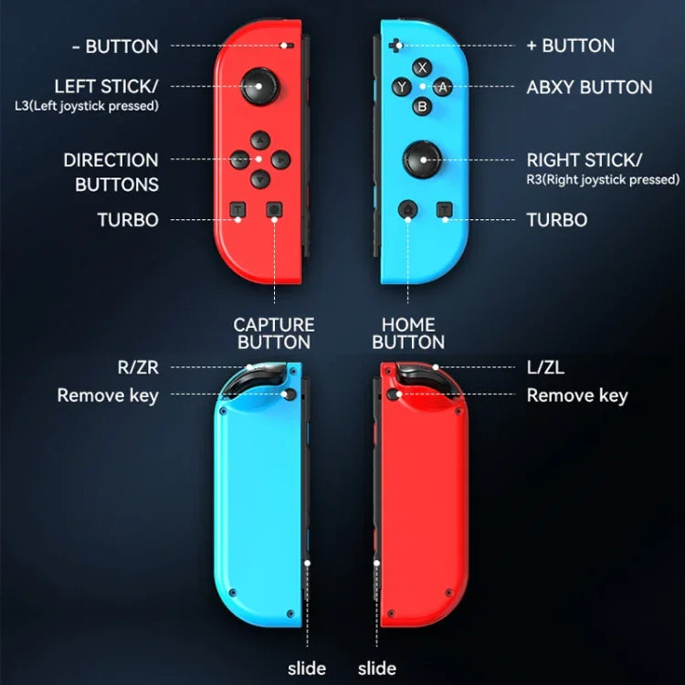 مقبض ألعاب JOY-02 الأيسر والأيمن مع أضواء RGB وإحساس بالجسم، لوحة ألعاب بلوتوث لـ Switch / Switch OLED / Switch Pro / Switch Lite / Switch Joycon، أزرق أحمر، أخضر أزرق، أبيض