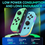 مقبض ألعاب JOY-02 الأيسر والأيمن مع أضواء RGB وإحساس بالجسم، لوحة ألعاب بلوتوث لـ Switch / Switch OLED / Switch Pro / Switch Lite / Switch Joycon، أزرق أحمر، أخضر أزرق، أبيض