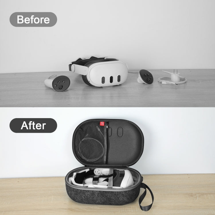 حقيبة تخزين نظارات VR مضادة للسقوط والخدش JYS-MQ018 لـ Apple Vision Pro / Meta Quest 3، أسود، رمادي